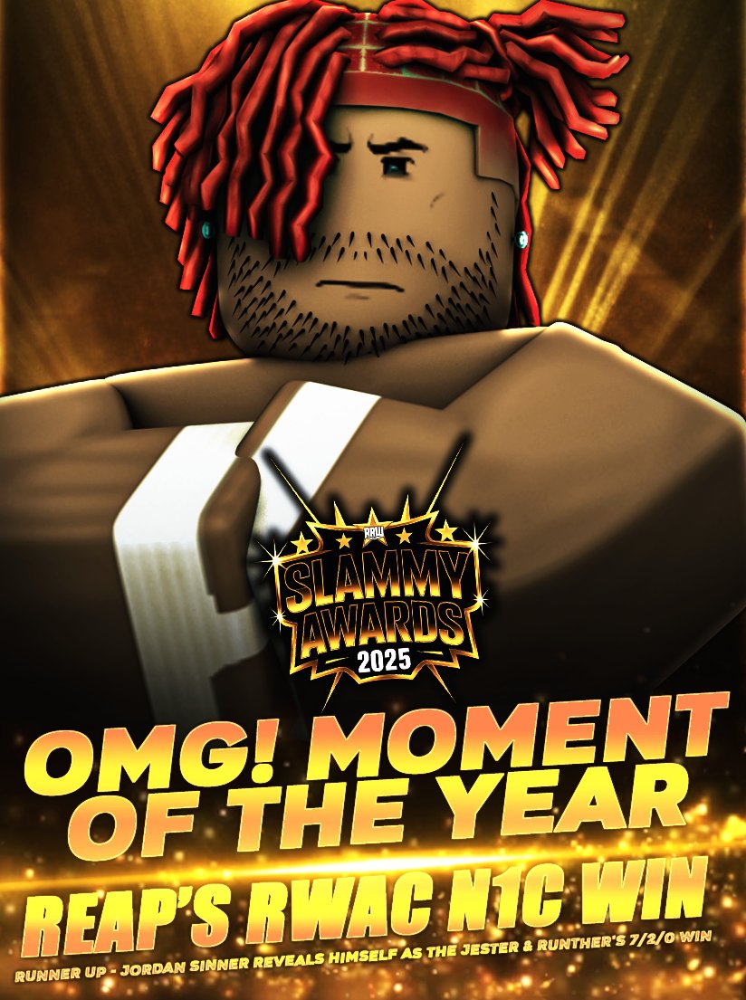 RRWPLUS's tweet photo. #RRWSlammyAwards 

MOMENT of the YEAR goes to @xR3AP defeating #HanShow, #AlajStrickland, &amp; #JarkoSinner to win the RWA Championship N1C at #RRWAnniversary!  

Congratulations to Reap.

[RUNNER UP: Jordan Sinner Reveals himself as The Jester &amp; RUNTHER's 7/2/0 Win] https://t.co/GzAHWufu2a