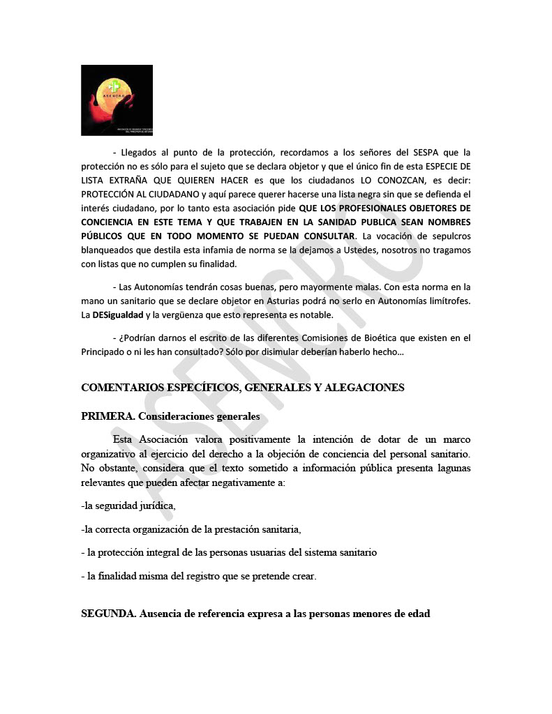 asencro's tweet photo. ALEGACIONES DECRETO OBJECION ABORTO @SusanaSpa https://t.co/405hqldV8G