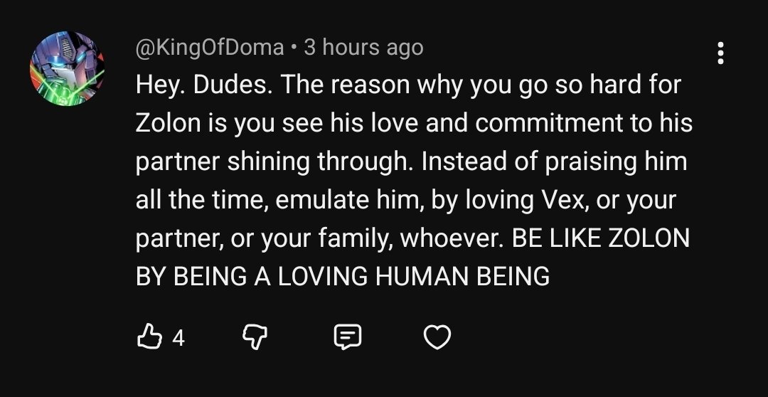 CultistZolon's tweet image. Omg. This. This 1000x.

If you're on Vex's streams or videos and you see me, I don't want you to praise me.

Lemme repeat: I do not want you praising me. 

This person is completely right. If you like me, and see me on Vex's stream, the best thing you could possibly do to earn my…
