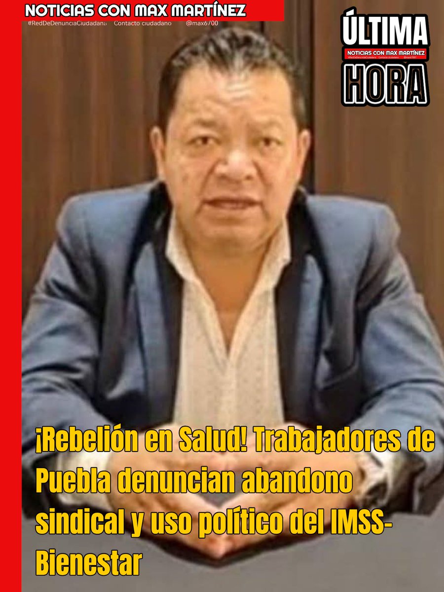 facebook.com/share/16oYpWjH…

Rebelión en Salud <a href="/Segob_Puebla/">SEGOB Puebla</a> <a href="/SntsaMX/">SNTSA</a> <a href="/SaludGobPue/">Secretaría de Salud</a> <a href="/IMSS_Bienestar/">IMSS Bienestar</a>