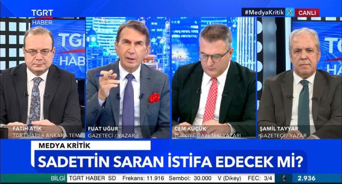 Galatasaray eski başkan vekili Erden Timur, yolsuzluk, şike, bahisten içeride ama tgrt'de şu an Sadettin Saran istifa etmeli mi diye konuşuyorlar
