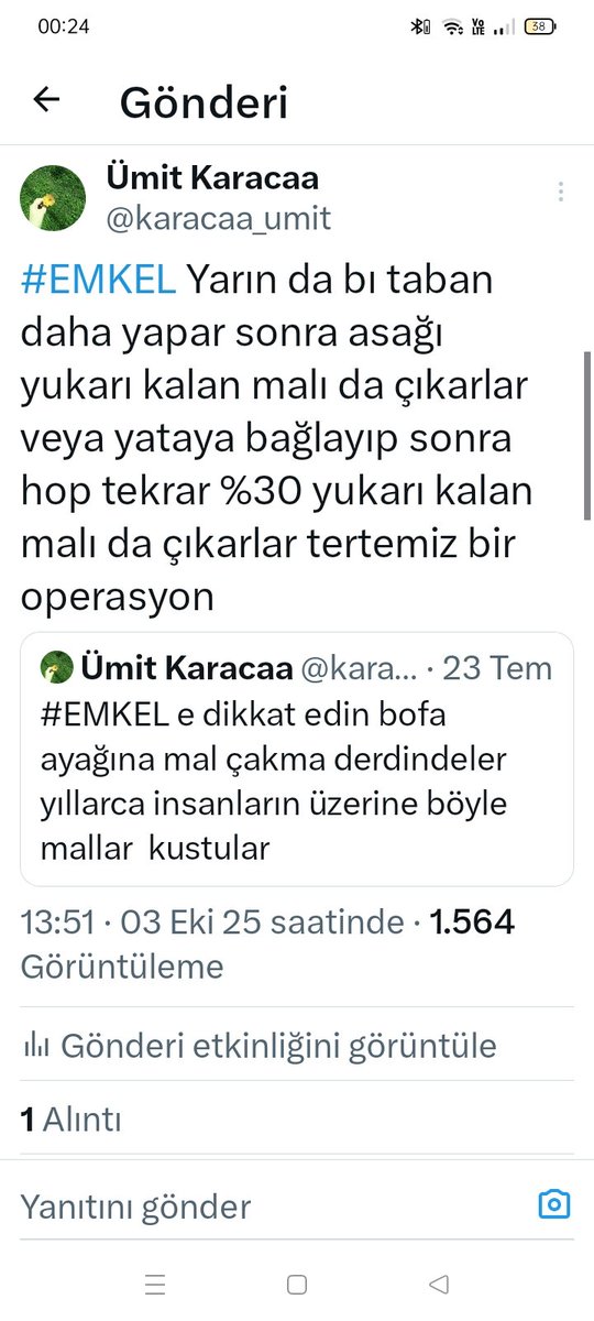 #EMKEL zedeler en son 3 Ekim de olacaklar belliydi yıllarca böyle yapıp durdular almayın hisselerini bakıyım satacak adam bulsunlarda kumda oynasınlar