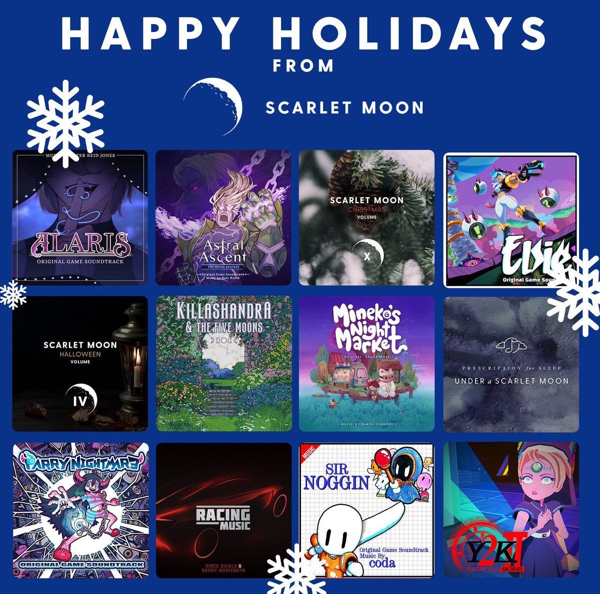 scarletmoon_'s tweet image. We hope you are having a wonderful holiday. Our 25% everything sale continues through January 1, and includes our entire Bandcamp catalog including our Sleep series, physicals, and more: scarletmoonrecords.bandcamp.com #gamemusic #vgm #HolidayDeals #ScarletMoon