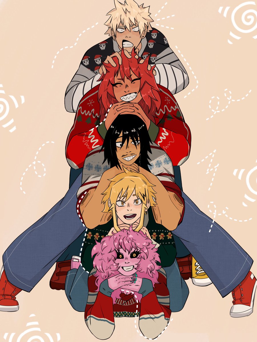 kirrribaku's tweet image. they would love those holidays photoshoots #BNHA