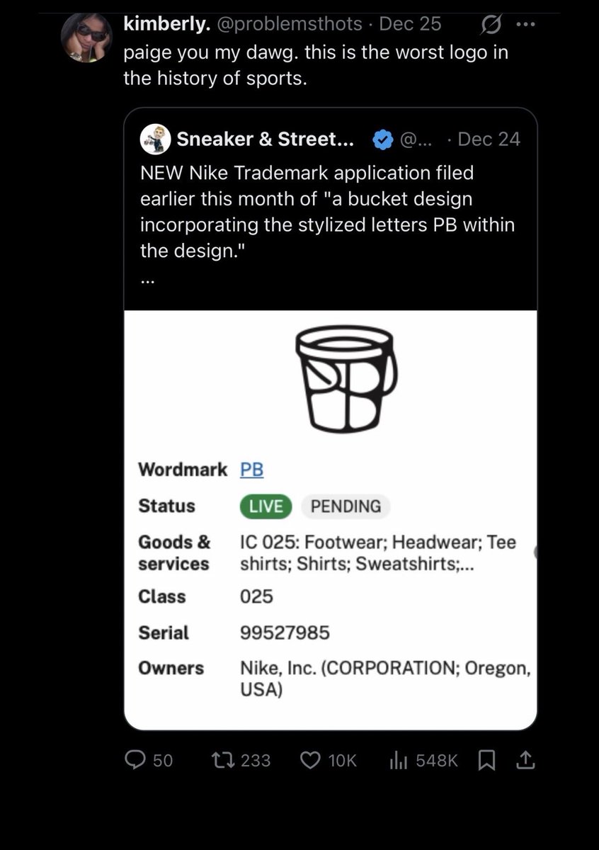 lunasf4vs's tweet image. That’s crazzyyy 10k people liked this post agreeing that Paige bueckers logo is the worst 😭