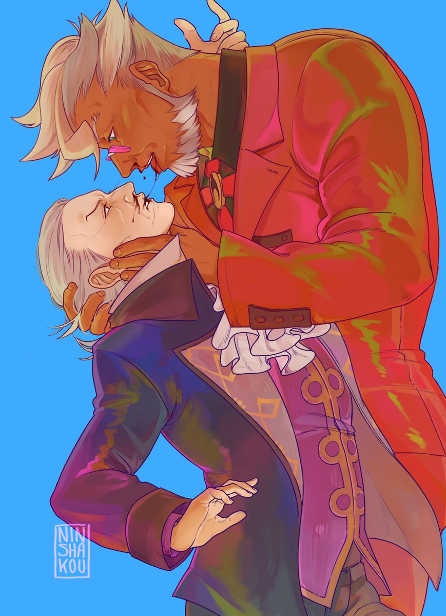 My secret Santa gift for <a href="/ScalyTunster/">Tun</a> 🐟💕

#AceAttorney #gantfred #manfredvonkarma #damiangant