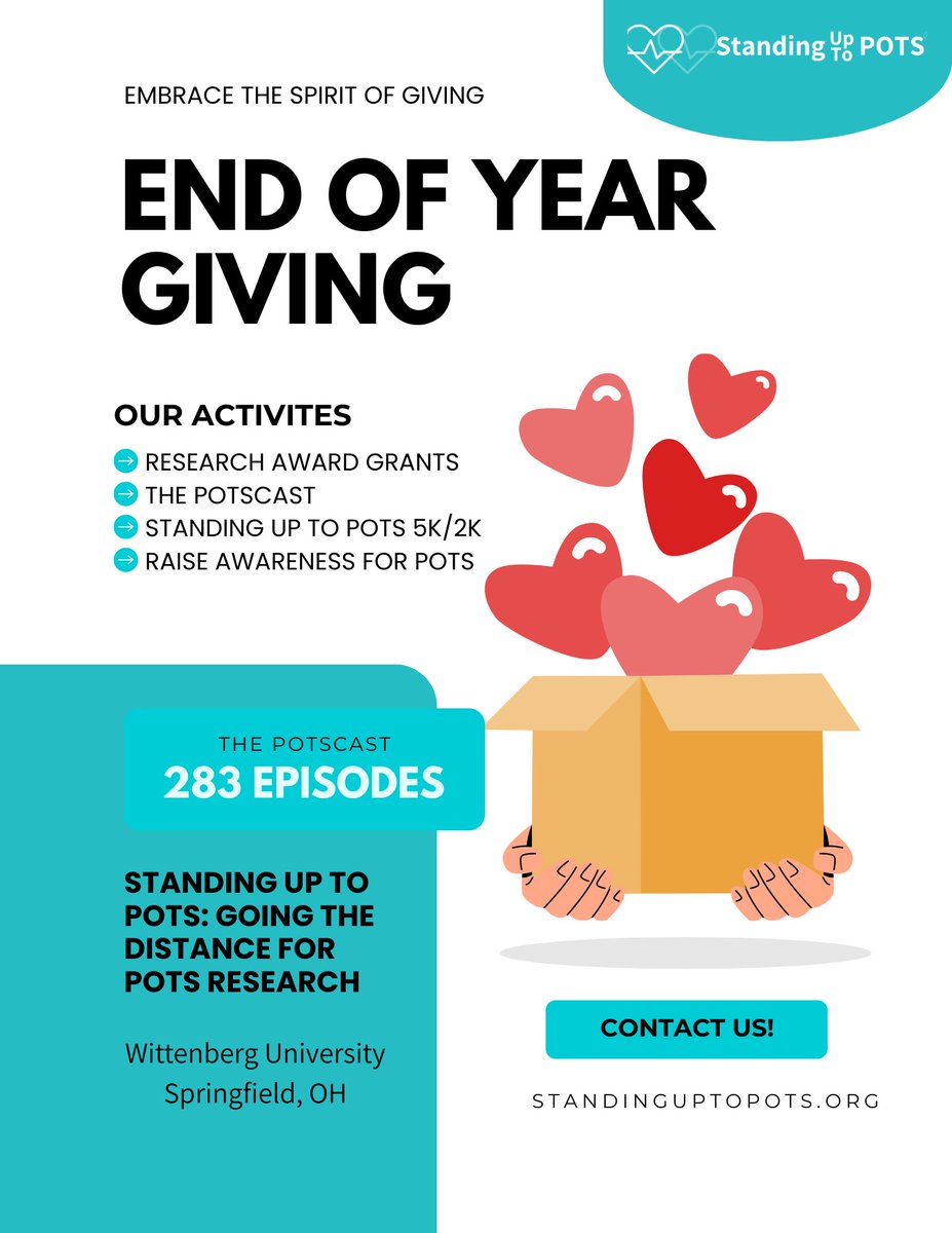 POTSActivist's tweet photo. #SUTP works all year to support the #POTS community. Research, advocacy, and support continue to be our focus as we work together to improve quality of life. Please support our efforts as we continue to produce The #POTScast and fund POTS research! https://t.co/55lwpuT1EC https://t.co/AuGbMYWmsO