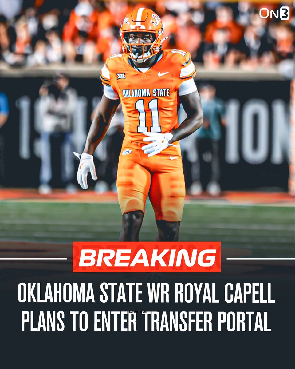 TransferPortal's tweet photo. NEW: Oklahoma State WR Royal Capell plans to enter the NCAA transfer portal, @PeteNakos reports

Has three years of eligibility remaining. 

https://t.co/kSYG7dZ8sR https://t.co/vUtWeOujDO