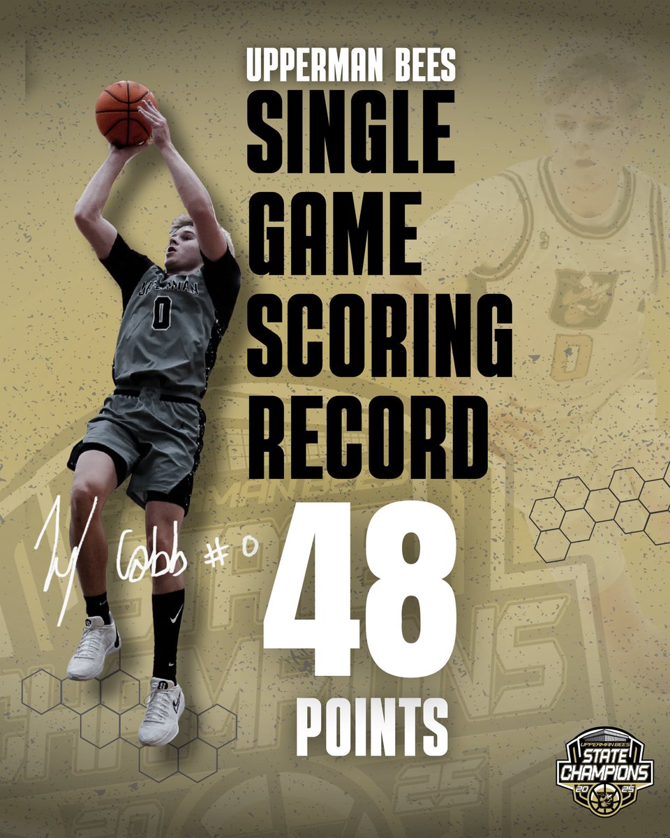 uppermanhoops's tweet photo. What a day for Agent 0! 48 Points breaks his own single game scoring record at UHS. Congratulations to Ty on a great game! #GoldStateOfMind https://t.co/6lWjAAKbPh