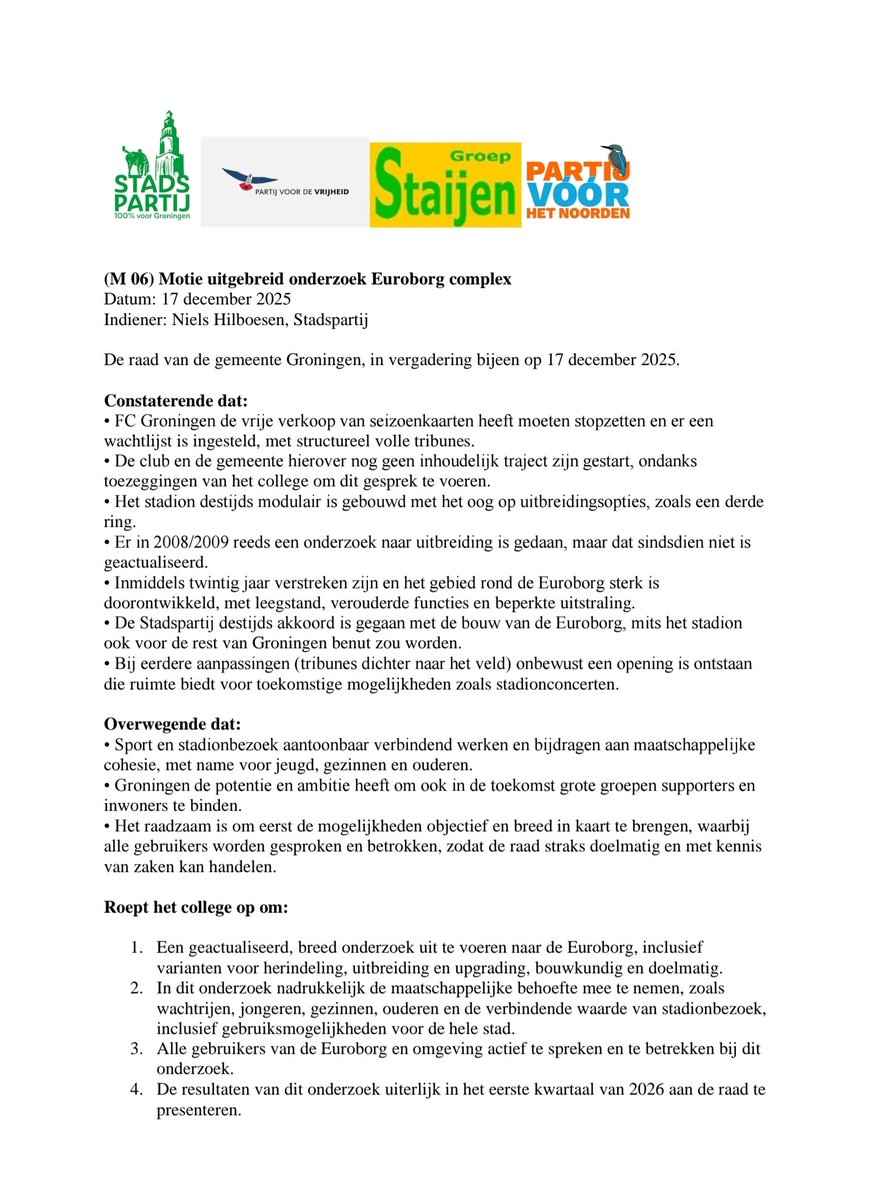 En dit waren de 2 moties