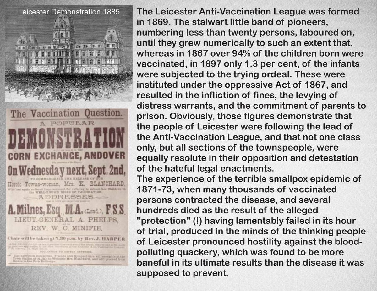 ABridgen's tweet image. The Leicester Anti-vaccination league was formed in 1869 in opposition to the smallpox vaccines which proved to be more dangerous than the disease they were supposed to prevent. Well fancy that !