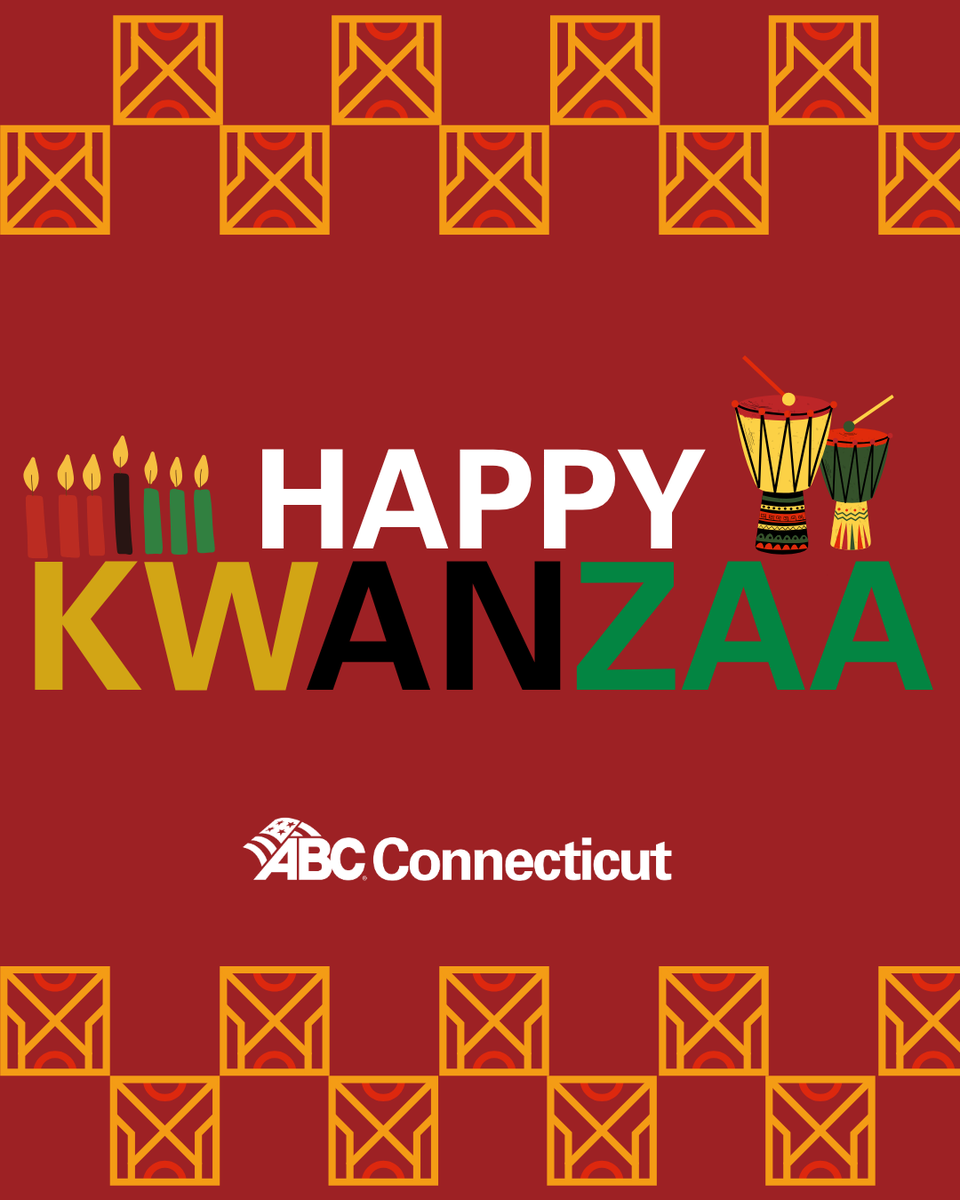 Happy Kwanzaa!

This week, we honor the spirit of unity, purpose, and collective responsibility, principles that align with the values of ABC and our member community.

Wishing everyone celebrating a joyful and meaningful holiday. 🖤💚❤️

#HappyKwanzaa #ctabc #ABCMeritShopProud