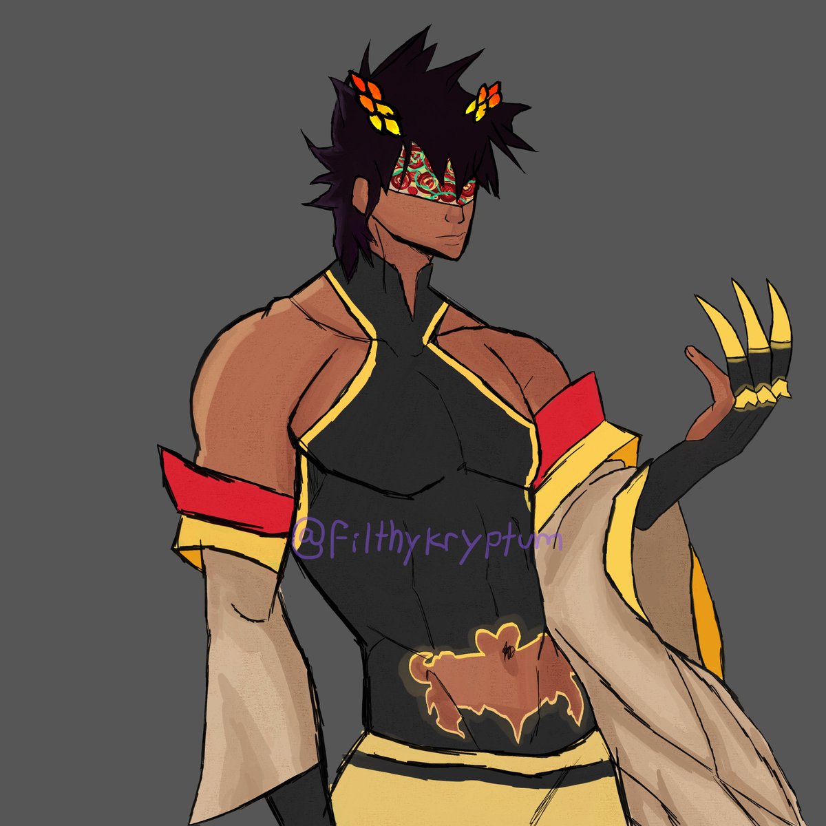 filthykryptum's tweet photo. An Original Character from a friend. Inspired by both Zagreus from Hades and Qin Shi Huang from Shuumatsu no Valkyre. I have to admit that I made this really quickly, so it could've turned out better. Still I'm happy with the result. https://t.co/p6yvekdCnO