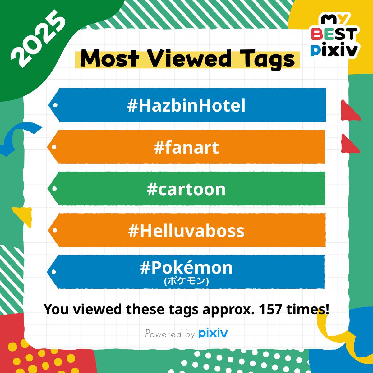 The tag I viewed the most in 2025 was "HazbinHotel"!
I want to see your #myBESTpixiv2025 results too! 👉️
pixiv.net/special/mybest…