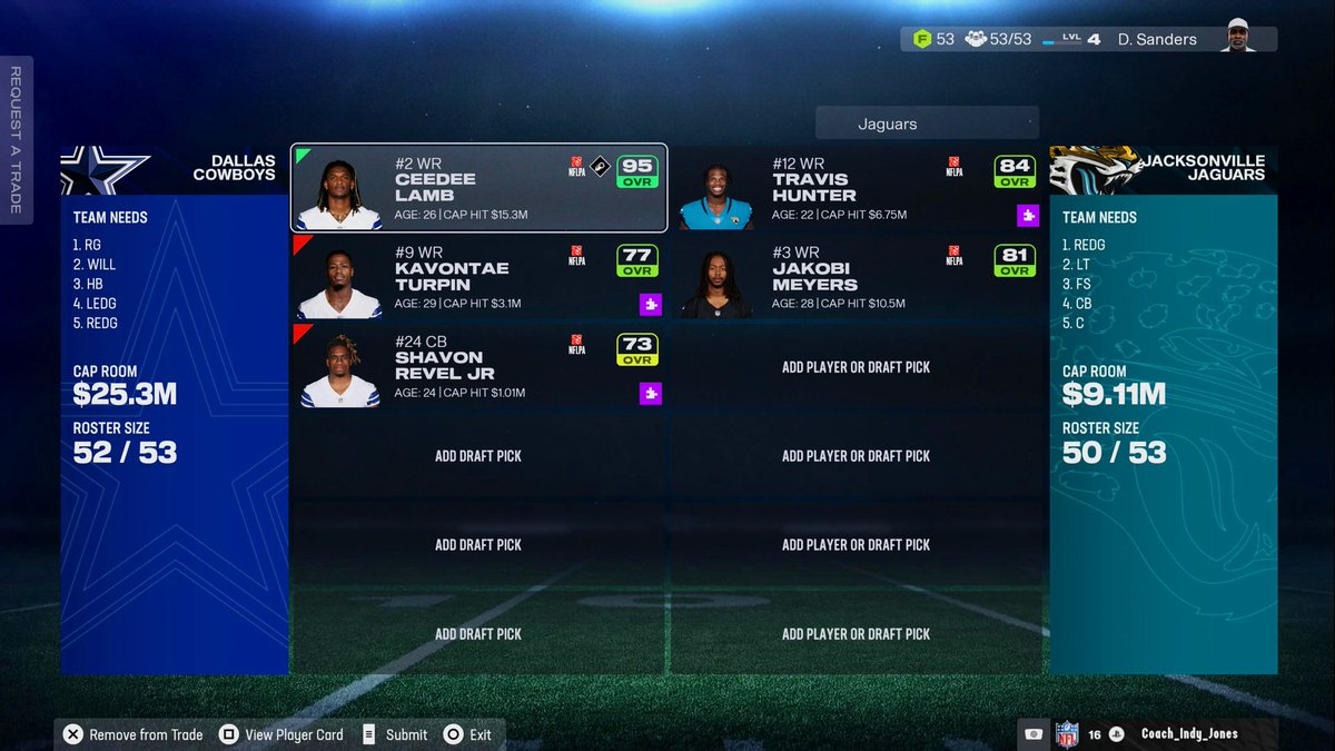 Botds_Redzone's tweet image. 🚨BREAKING: In what may be the trade of the reboot, DAL sends Ceedee Lamb to the Jags for T. Hunter. Fair trade for both teams as DAL gets the young phenom and JAX gets a #1 WR and SPEEEEED. 

Trade grade: A