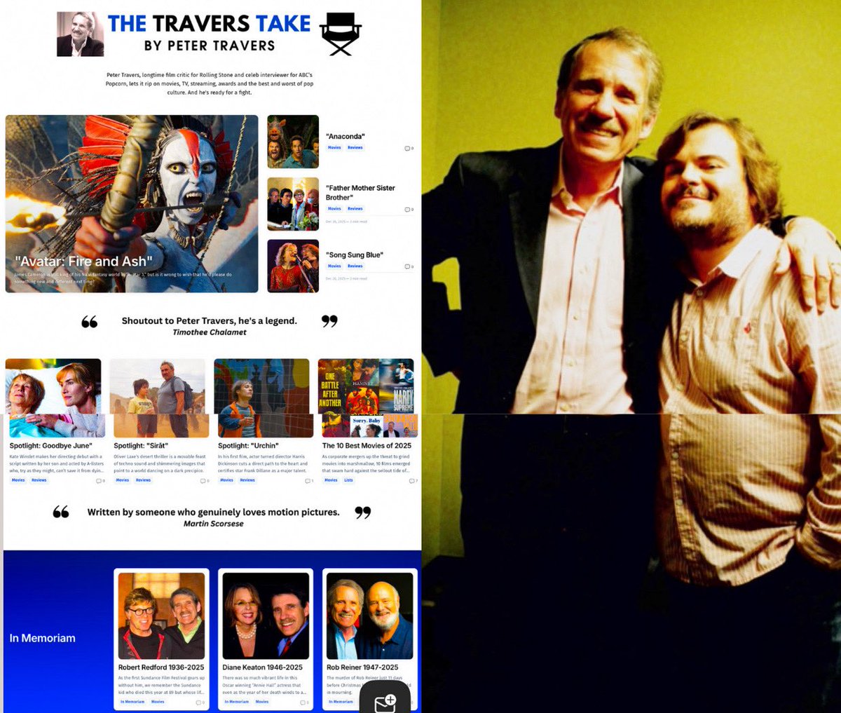 petertravers's tweet image. Today on The Travers Take, Anaconda charmer Jack Black, a blockbuster “Avatar 3, a tearjerking Kate Winslet, the singing duo of Hugh Jackman and Kate Hudson, and a tribute to 3 movie legends we lost. thetraverstake.com