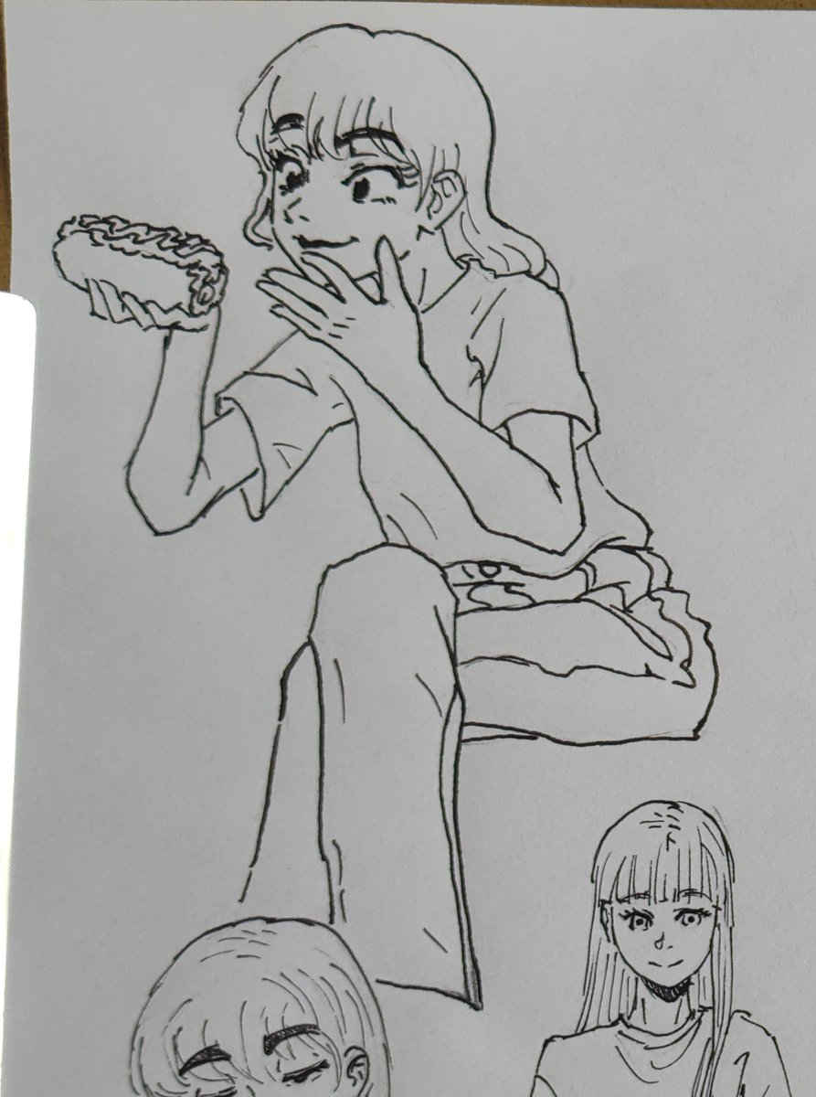Rkgk sheet n°49 
This page went good! The one eating the hotdog is my favorite. I practice drawing a friend with his boyfriend, it is notorious the quality difference of sketching having a reference haha
 #dailysketch #sketch #sketchart #rkgk #fountainpen #ink