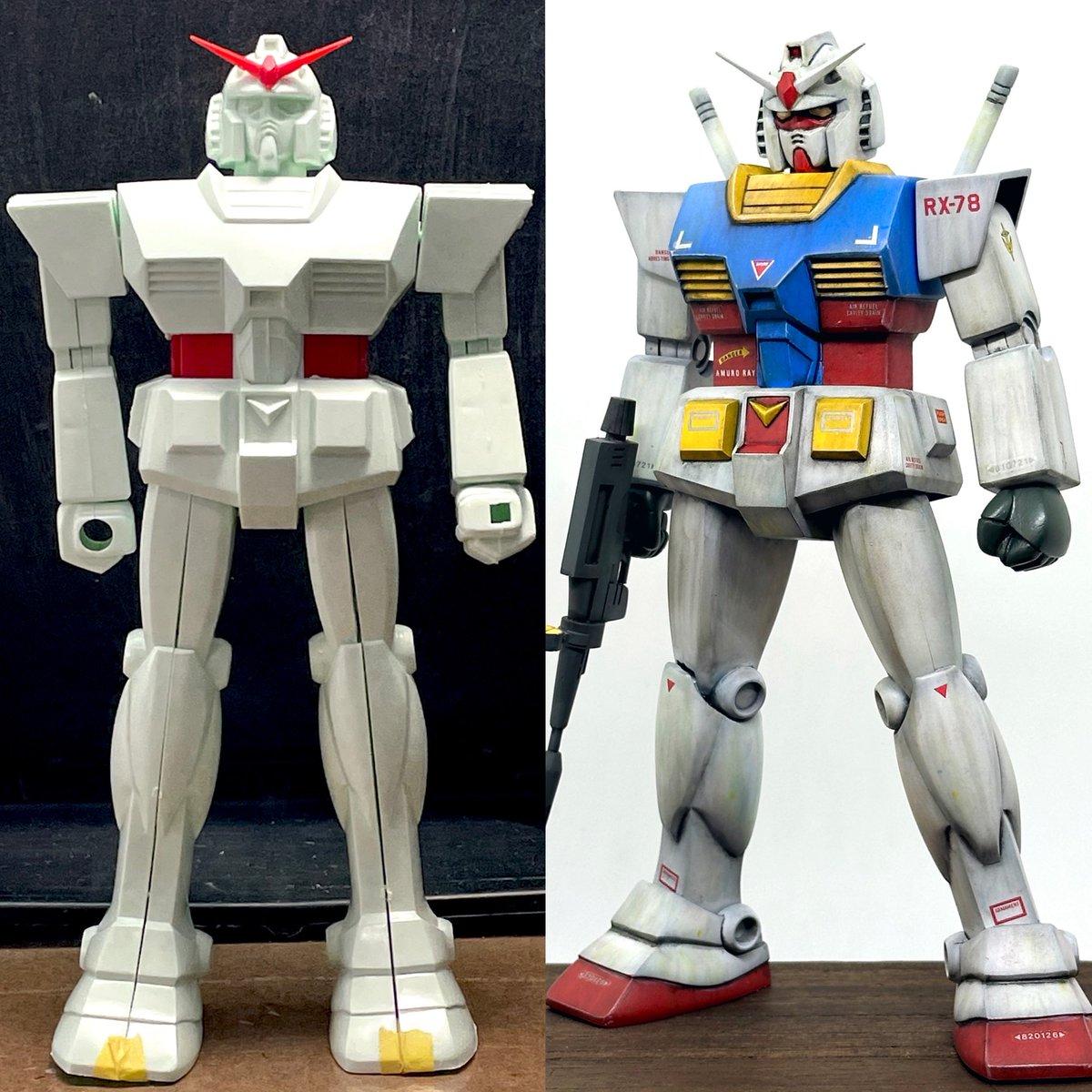 ToMoS_Qkit's tweet image. 1/100ガンダムのビフォーアフター♡

#ガンプラ
#旧キット