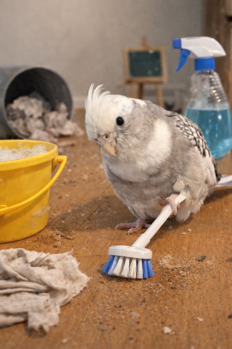 おはようございます🌞
今日から休みなので、ぼちぼち掃除をはじめます！
福ちゃん🐦は自分で部屋の掃除をするそうです😁