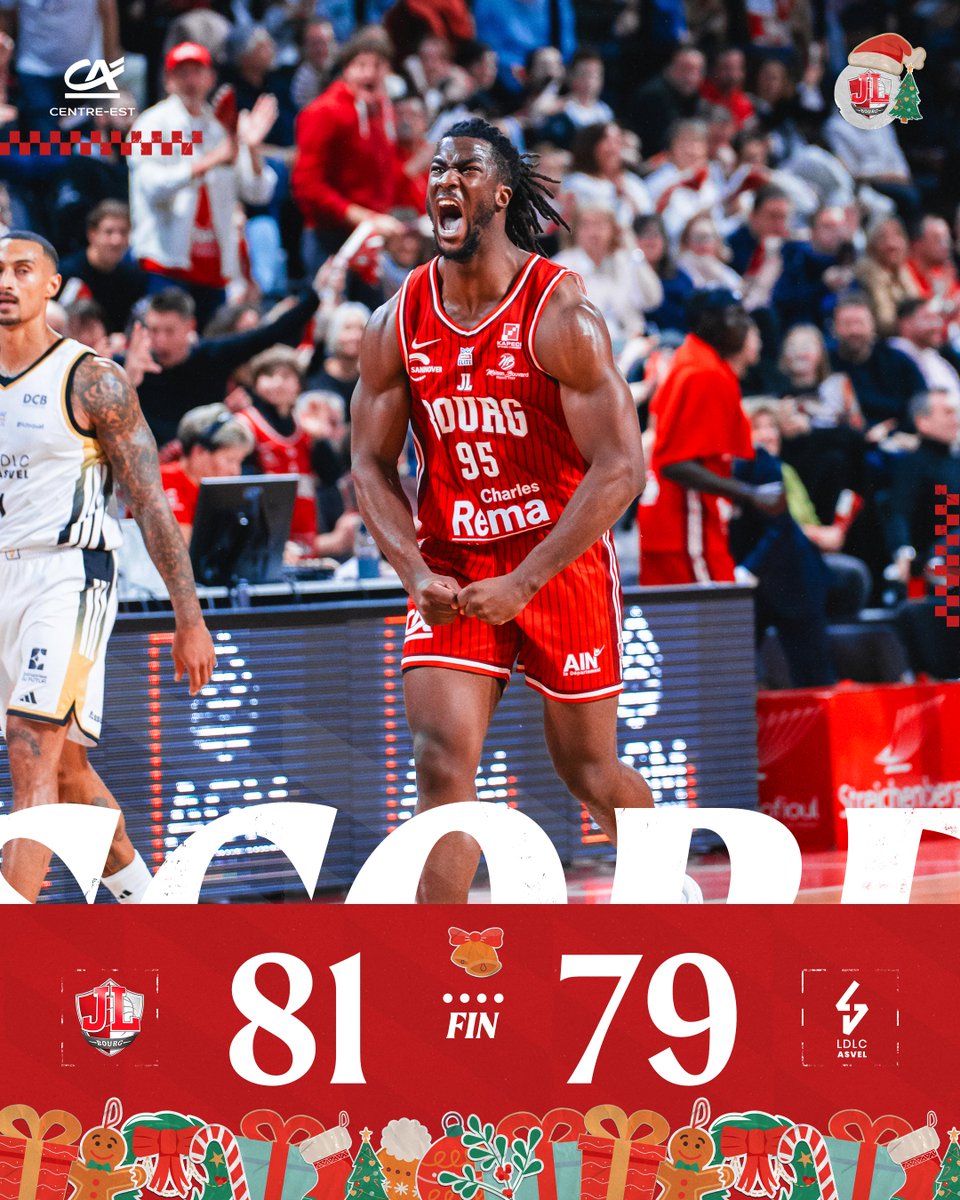 🔥 VICTOIIIRE 🔥

JL Bourg - 81⚡️ 79 - <a href="/LDLCASVEL/">LDLC ASVEL</a> 

INCROYABLE, ILS L’ONT FAIT 🤯
Après 21 ans d’attente, la Jeu s’impose à Ekinox et remporte le derby face à l’ASVEL !!!

📅 Rendez-vous mardi à Ekinox pour la der' de l’année face à Athènes | 🔗 bit.ly/4l84DFF

#WeRedy