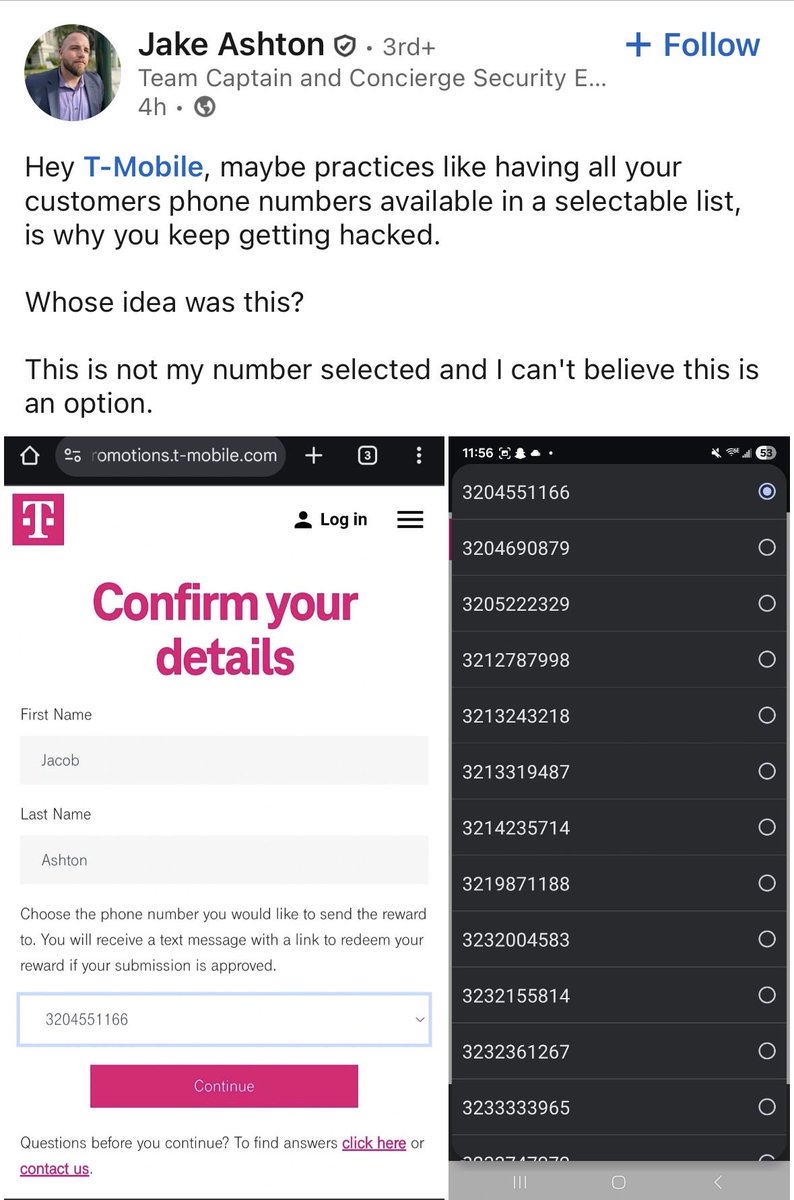 IntCyberDigest's tweet image. ‼️T-Mobile USA has leaked all its customers' phone numbers

You didn't even have to log in to see all of it. The post itself has now been deleted by the author.