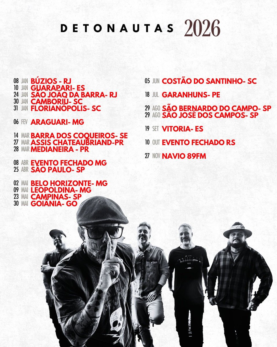 A Agenda 2026 do Detonautas já está disponível! 🔥

Escolha a cidade mais perto de você e venha viver com a gente a Turnê do Detonautas em 2026. 

#Detonautas #Agenda2026