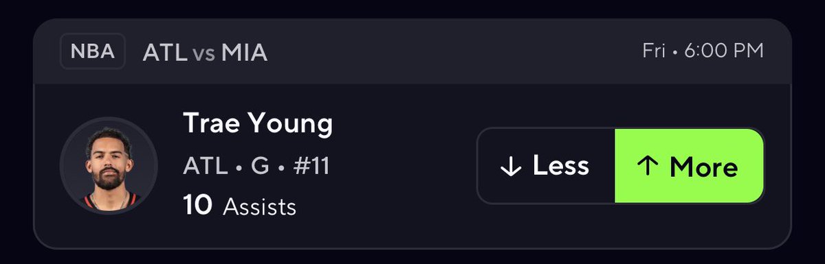 NBA PLAY🏀

TRAE YOUNG o10.0 AST

#prizepicks
