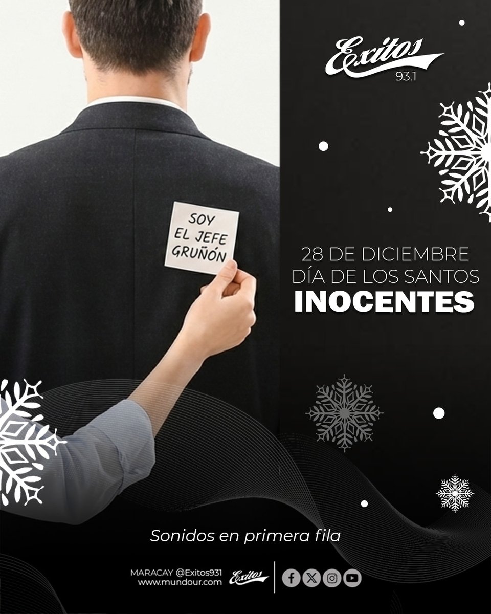 #EfeméridesExitos (28/12) 🎙🎙🎙 ¡𝗛𝗼𝘆 𝘀𝗲 𝗰𝗲𝗹𝗲𝗯𝗿𝗮 𝗲𝗹 𝗗𝗶́𝗮 𝗱𝗲 𝗹𝗼𝘀 𝗦𝗮𝗻𝘁𝗼𝘀 𝗜𝗻𝗼𝗰𝗲𝗻𝘁𝗲𝘀! 😄📅

Una fecha que combina historia, tradición religiosa y un toque de humor que se ha mantenido vivo a lo largo de los años.