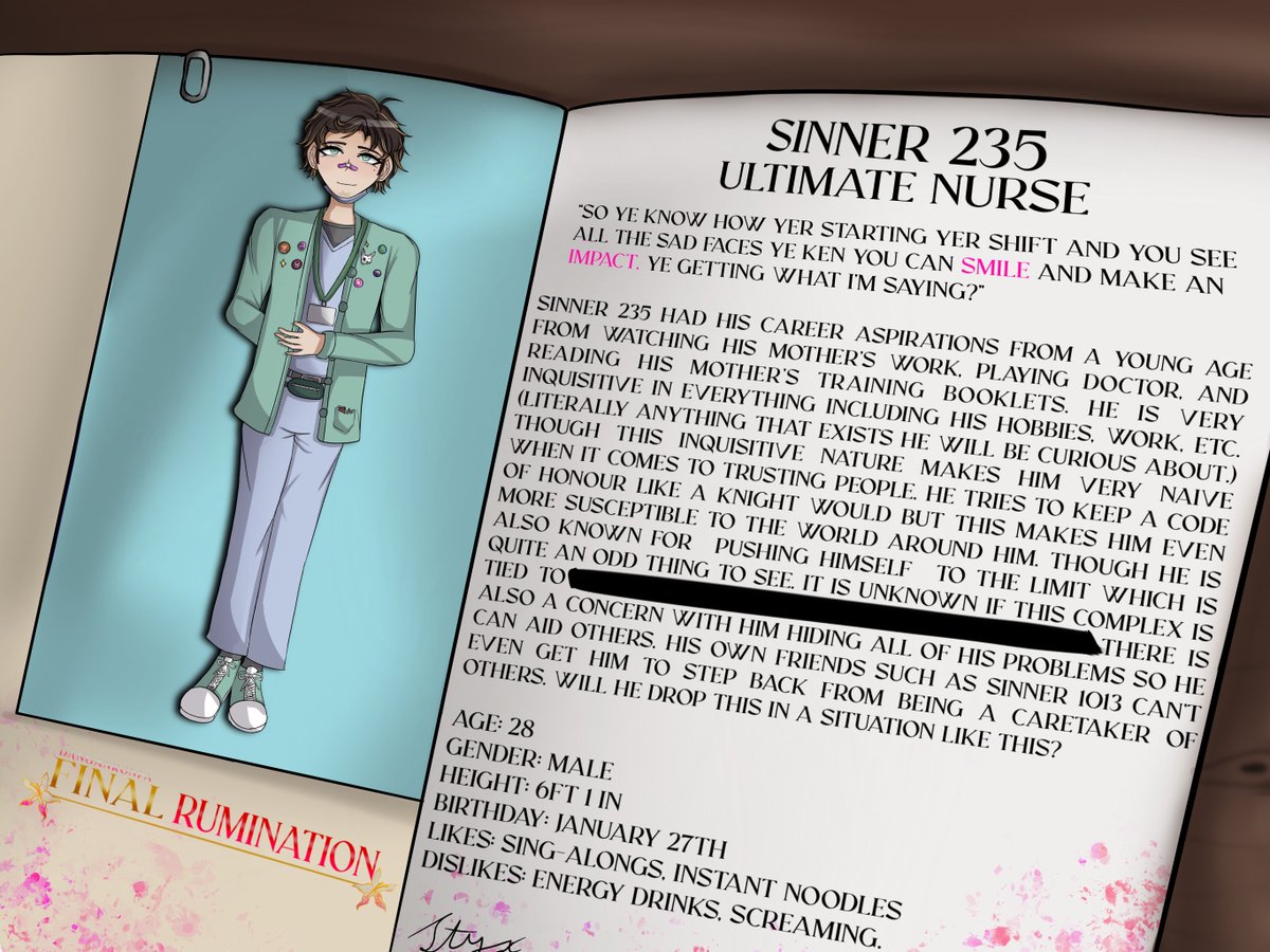 Finalrumination's tweet image. Files 2 and 3/18. 
“These two both seem quite different from what you would expect no?”- Styx
#fanganronpa #fangantwt