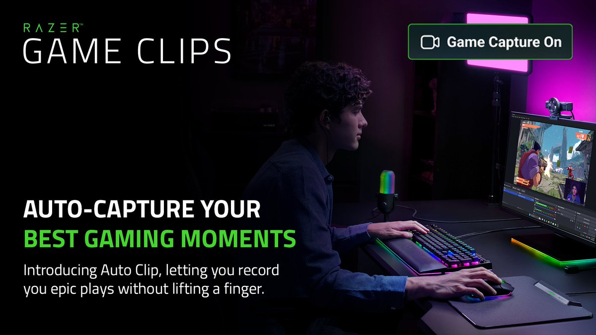 Razer's tweet image. Never miss a highlight again.

Auto Clip is now available on Razer Cortex Game Clips, automatically saving your best moments from triggered in-game events. Available now for select titles, with more games coming soon. rzr.to/Cortex