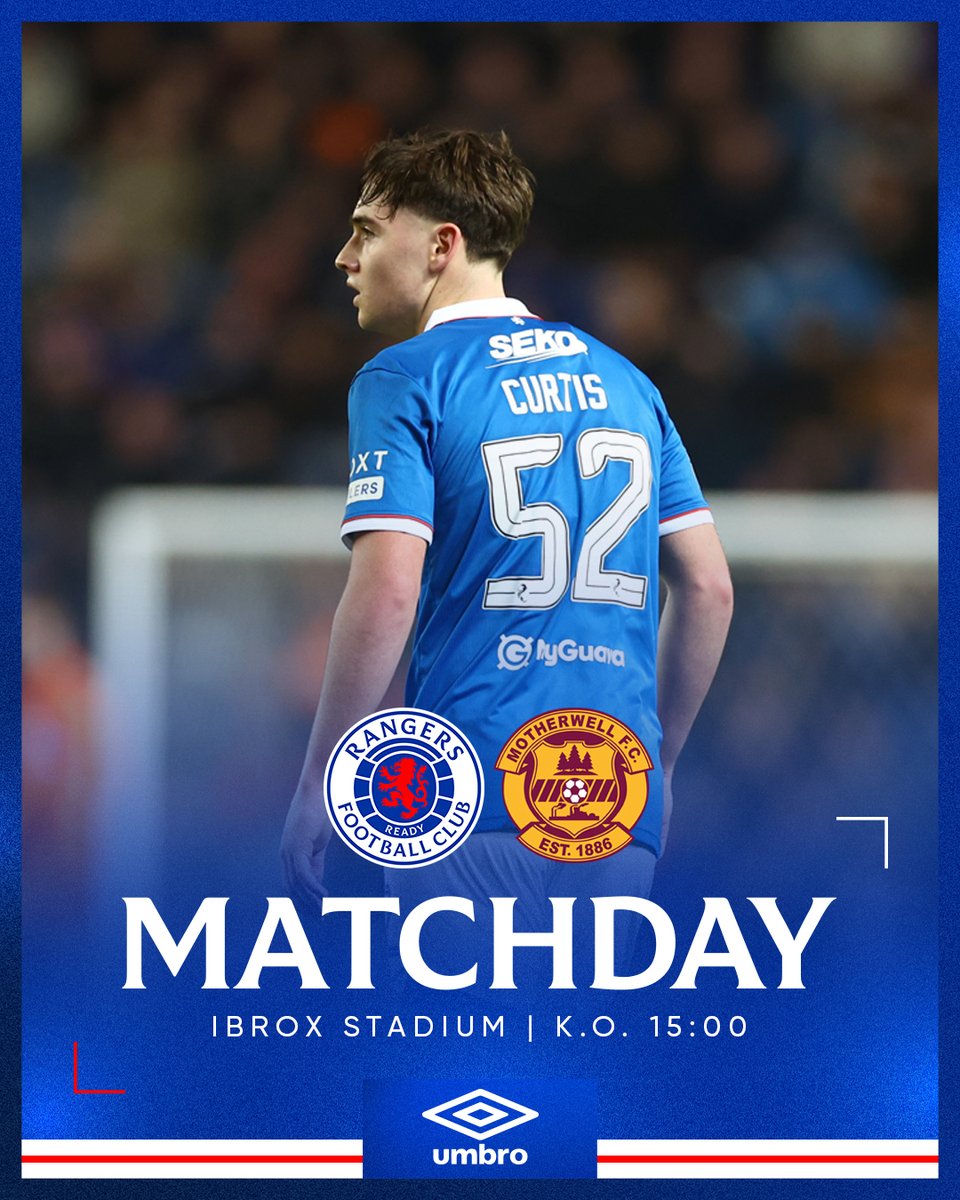💙 It’s Matchday.

🆚 Motherwell FC
🏟️ Ibrox Stadium
⏰ 15:00 (GMT)
🌍 <a href="/RangersTV/">RangersTV</a> outside UK | rng.rs/4qbJs7y