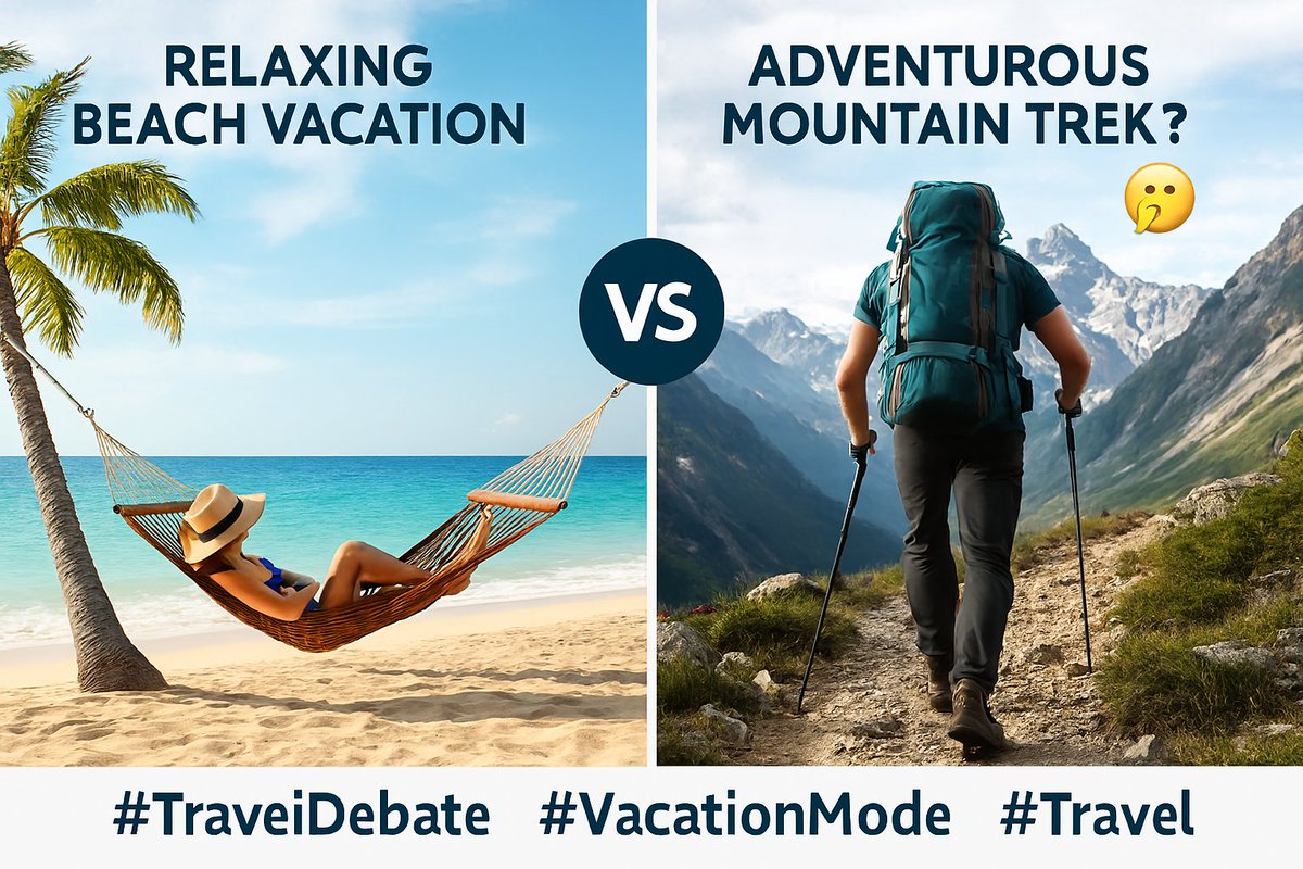 Let's settle this once and for all:
​🏖️ Relaxing Beach Vacation
OR
🏔️ Adventurous Mountain Trek?
​Which one are you picking? 🤔
​#TravelDebate #VacationMode #Travel