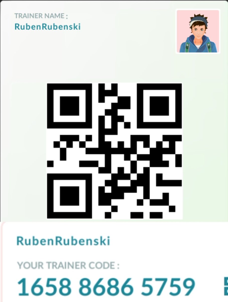 Ruben310's tweet photo. Let's be friends in Pokémon GO! My Trainer Code is 1658 8686 5759! 

#pokemon #PokemonGOfriends #pokemongo #pokemongofriendcode https://t.co/BcwDRaRgLs