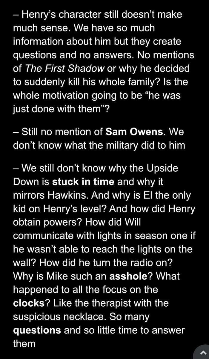 taeminchella's tweet image. I realized more things that made vol2 of Stranger Things so dissappointing and underwhelming. A list of plots that don’t make sense/feel rushed:

#StrangerThings5 #StrangerThings