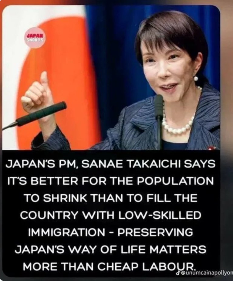 Tablesalt13's tweet image. Meet Japan's anti-immigration Prime Minister Sanae Takaichi

her approval rating is

WAIT FOR IT......

92.4% among those aged 18-31 and 75% overall  

That is INSANELY HIGH. 

Might even be the most popular politician in history. (with reliable polling)