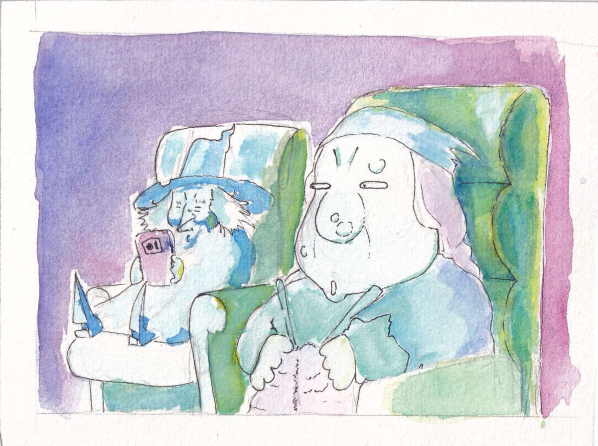 Orbasart's tweet image. Me and my mom have a long-running joke of quoting @Worthikids' witches on Tinder video, so I did a little painting of Merium and Joanna as a gift to her for Christmas.