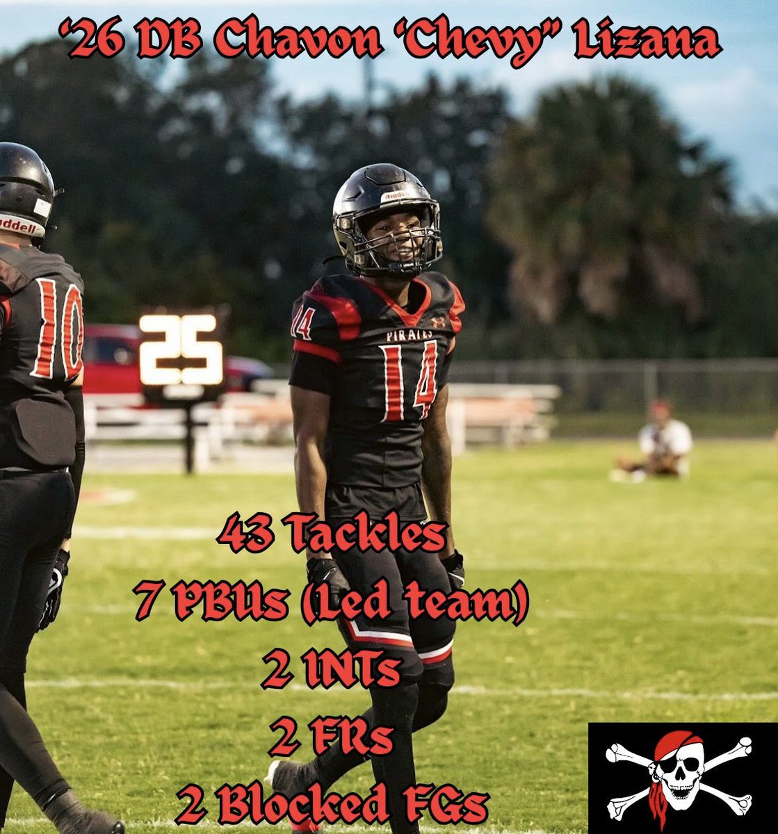 PortCharlotteFB's tweet image. @1kvonnn0 finishes out a great career at PC. Chevy played every spot for us in the secondary the last 3 years. Stepped up as our defensive signal caller this year, playing his best down the stretch. He has several college offers and we are excited for his decision #75forever