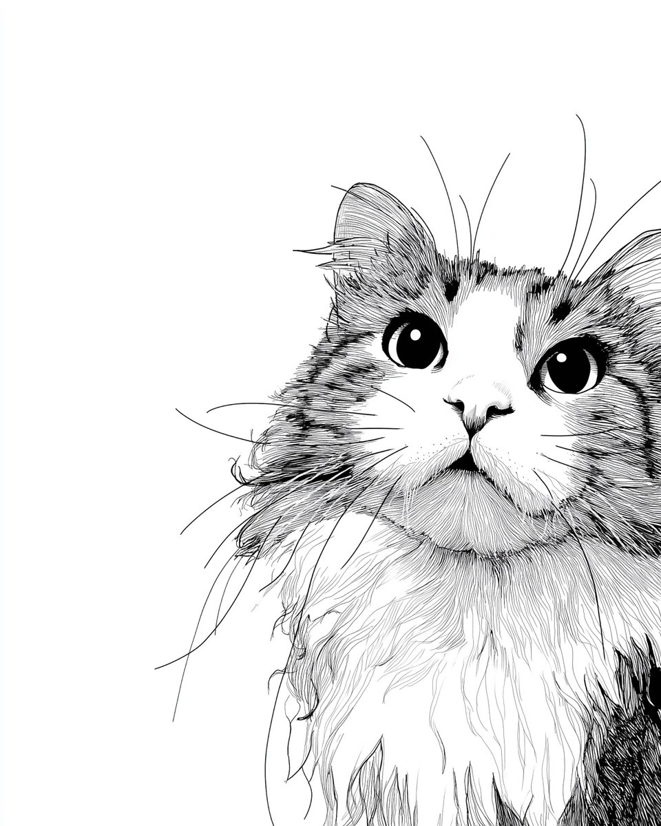 CarolynIott's tweet image. Black and white hand-drawn cats are pure elegance!

#aiartwork #CatDrawing #Feline #AIart #aiartist #Cat #Caturday #AIArtistCommunity