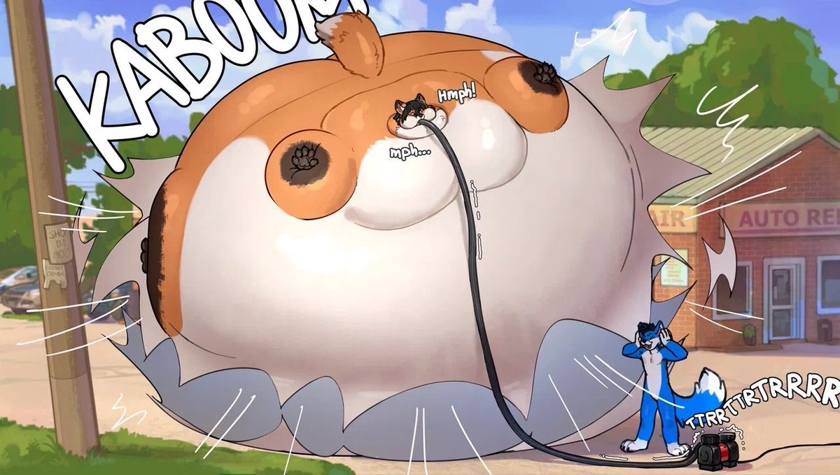 RoundFoxo's tweet image. Inflating @BalloonFoxo until he pops into a million scraps. Just the way he like it|

Art by Shoobimoo on FA.