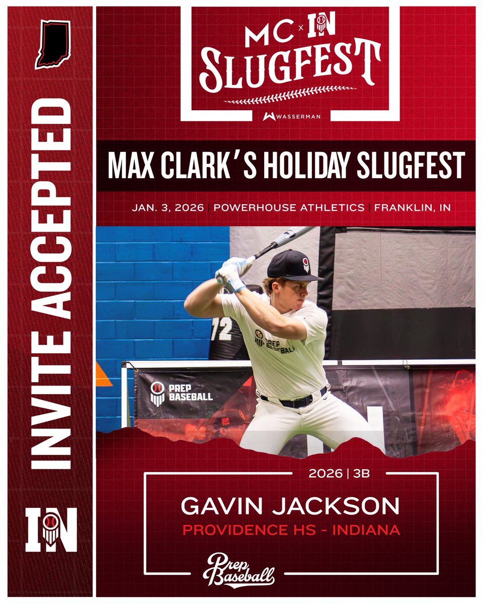 PrepBaseballIN's tweet image. 𝐌𝐚𝐱 𝐂𝐥𝐚𝐫𝐤’𝐬 𝐇𝐨𝐥𝐢𝐝𝐚𝐲 𝐒𝐥𝐮𝐠𝐟𝐞𝐬𝐭

‘26 @gavinjackson_22 is #𝙇𝙤𝙘𝙠𝙚𝙙𝙄𝙣 for the #MCSlugfest26 next weekend💪

- One of the top CIF in the SR class
- Future Games &amp;amp; Senior FG alum
- @IndStBaseball signee🌳

@maxxclarkk13 | @CTrinkle23 | @PHAthletics00