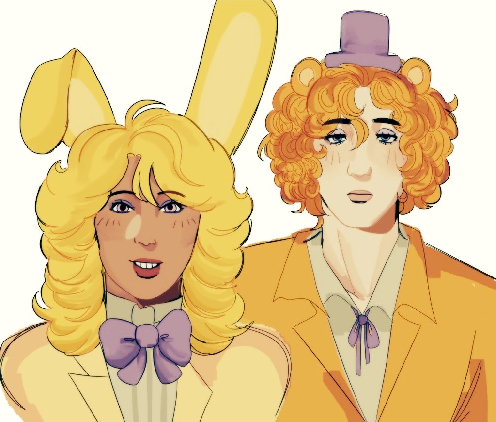 Spring bonnuy and fretboard as human girls cause idk 
#fnaf
