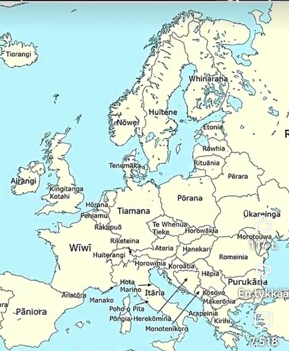 Названия стран на языке маори, Новая Зеландия. Россия будет Ruhia.