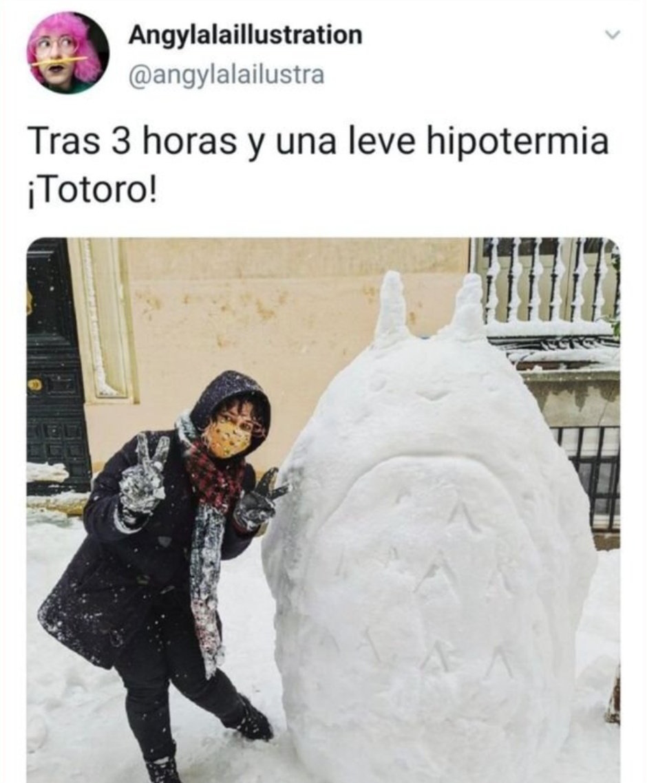 <a href="/remerikos/">GUILLERMO GUIJARRO</a> <a href="/LaEtxebarria/">Lucia Etxebarria</a> Esta pava fue capaz de apropiarse de un Totoro de nieve durante la Filomena