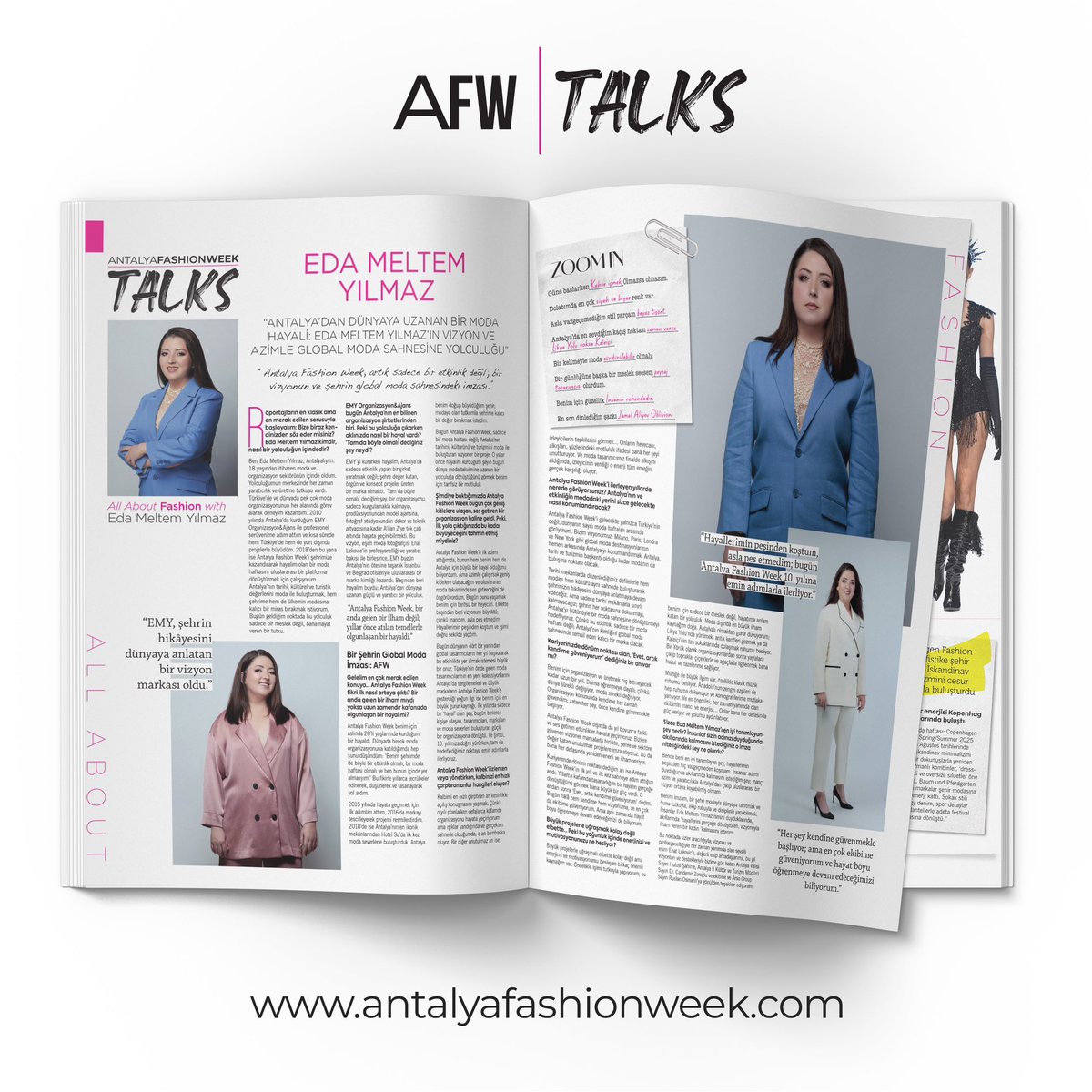 antalyafw's tweet photo. AFW TALKS artık daha geniş kitlelerle buluşuyor! ✨
Antalya Fashion Week kapsamında gerçekleştirdiğimiz moda söyleşilerimiz, artık Female Dergisi aracılığıyla yıl boyu sizlere ulaşıyor.

Moda dünyasının ilham veren isimlerini konuk alacağımız AFW TALKS https://t.co/Edcexhr9Xa