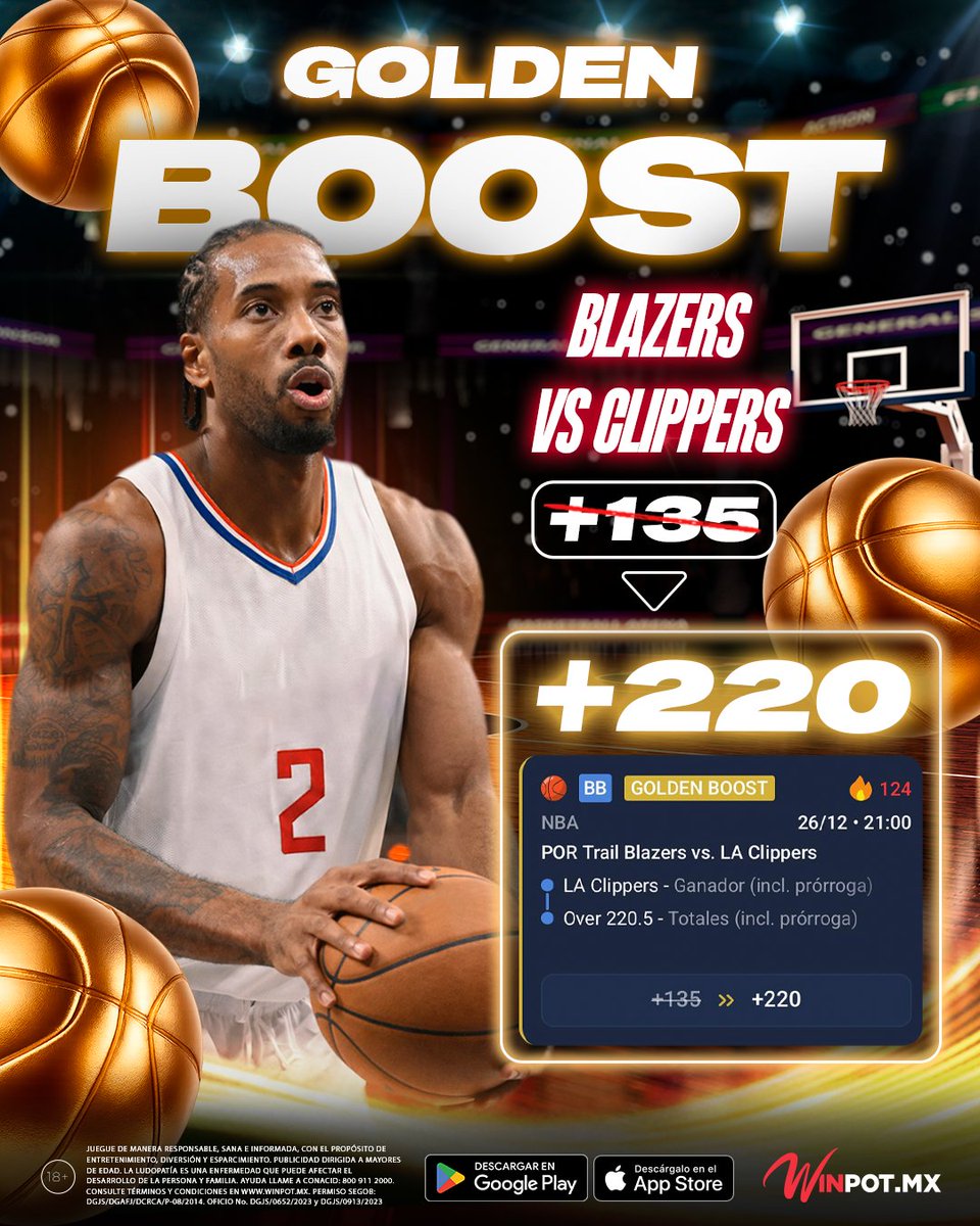 SportWinpot's tweet photo. 🔥 DOBLE GOLDEN BOOST 🔥
⚽ Chelsea vs Aston Villa
🏀 Blazers vs Clippers

De +130 / +135 👉 +200 / +220

👍 Like si vas al fútbol
💬 Comenta si te vas con la NBA

#Winpot #GOLDENBOOST #ElJuegoEsTuyo https://t.co/470oU8biaD