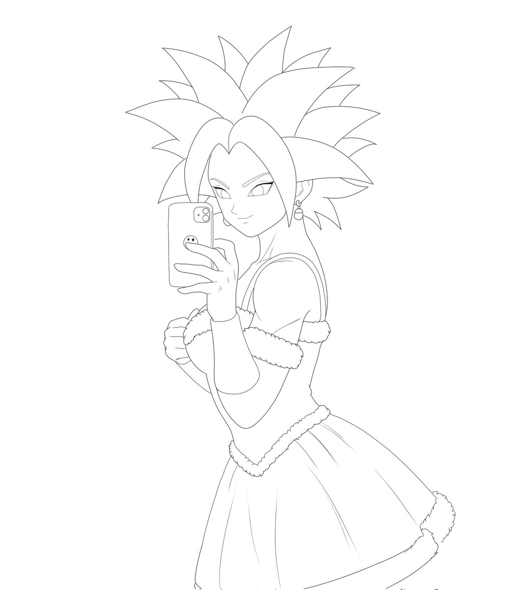 Un poco tarde pero les traigo el adelanto del dibujo navideño, siendo kefla con traje de navidad 💚🔥 #kefla #DragonBall #sketch #fanart #caulifla