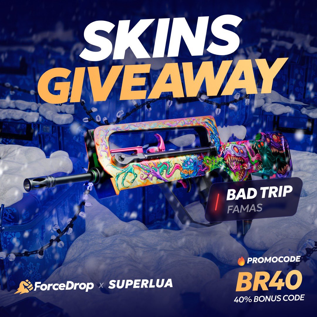 superlua_7's tweet photo. 🔥 SORTEIO DE SKINS

 Quer ganhar essa skin? 
✅ Siga @forcedropbrazil &amp; @superlua_7
✅ RT + Like neste tweet
✅ Marque 2 amigos

⏳ Resultado em 5.01.26!

Use o cupom BR40 e ganhe 40% de bônus no depósito. https://t.co/FbrLL4hT6G