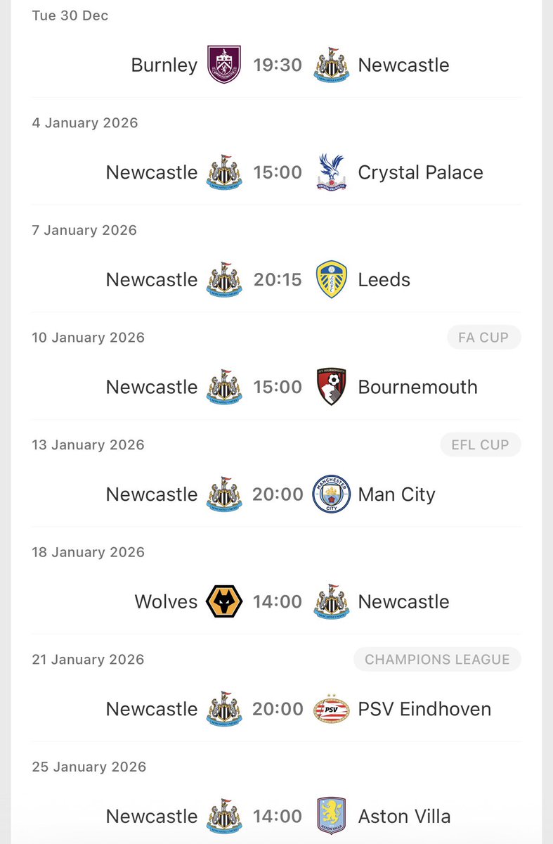 Tell you what these 8 games are huge now. Absolutely NO EXCUSES EDDIE HOWE. 6 of the games are at HOME and I want to see the INTENSITY that got us out of the relegation fucking battle and the shit housary that got us CL the first time. PRESSURE IS ON #nufc #nufcfans