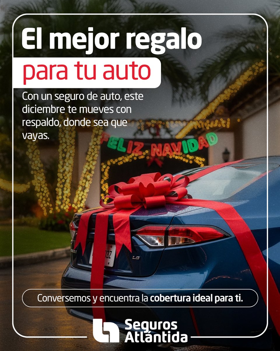 🎁 Este diciembre, tu auto también merece un regalo: protección total en cada trayecto.

Con un seguro de auto, te mueves con confianza estés donde estés.

🚗 Cotiza y prepárate para disfrutar cada recorrido:
👉 segurosatlantida.com/40-aniversario/

#SegurosAtlántida #SegurosEnMarcha