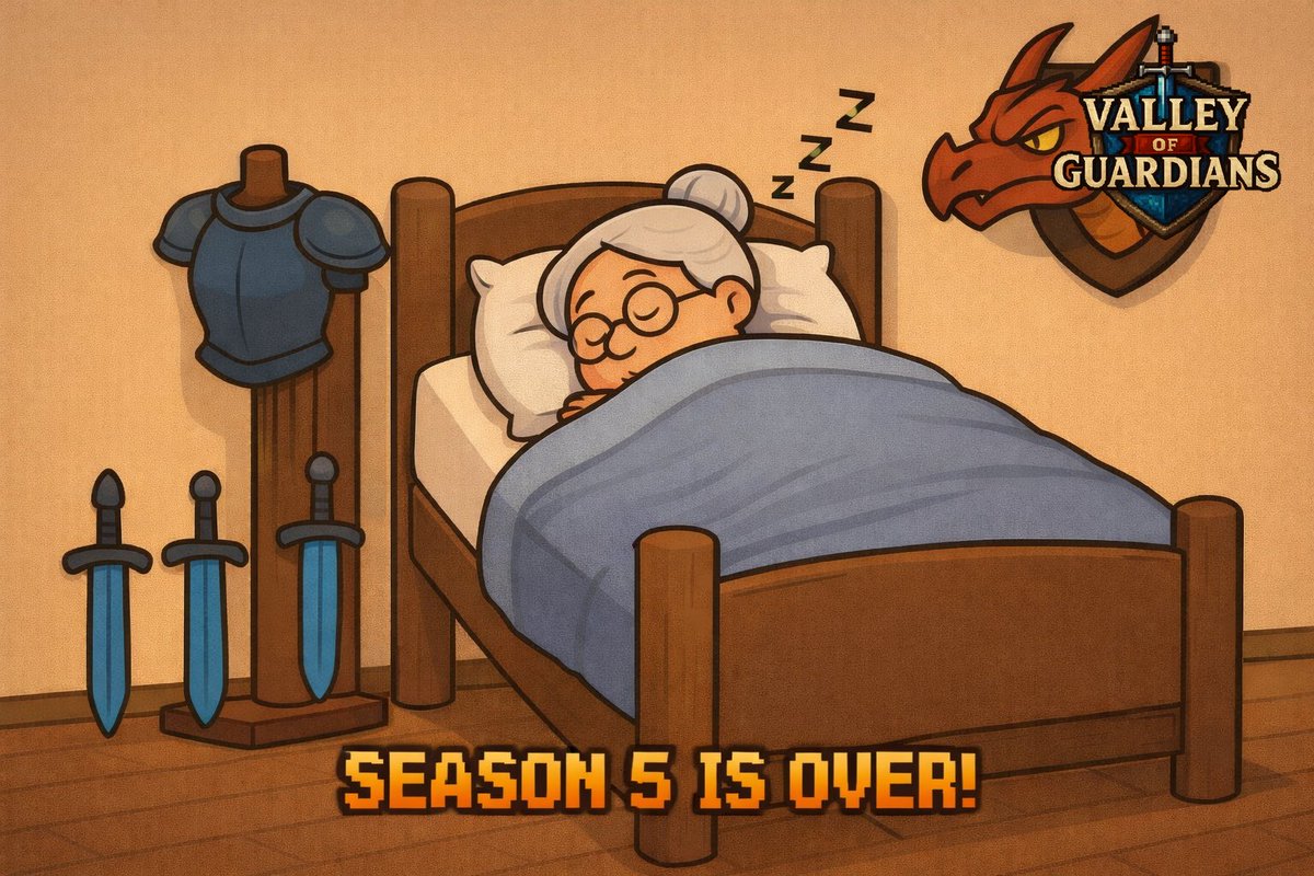 SEASON 5 IS OVER! 🛡️🔥

What a run. Battles were fought, GC was spent, legends were made… and Granny is finally getting some well-earned rest 😴⚔️

Thank you to every Guardian who joined, competed, and pushed the Valley to its limits.

Stay tuned for updates!